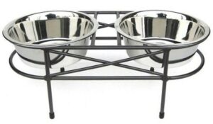 Mesh Elevated Double Dog Bowl Large Black