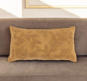 14" X 26" Pumpkin Cotton Lumbar Throw Pillow With Texture