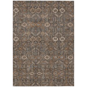 5' X 8' Chocolate Tribal Washable Indoor Outdoor Area Rug