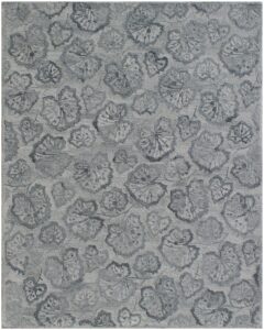 9' X 12' Silver Floral Hand Tufted Non Skid Area Rug