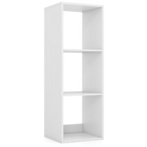3 Cube Bookshelf with Back Guardrail for Living Room Bedroom-White - Color: White
