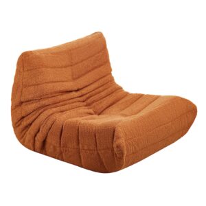 L-Shaped Bean Bag Chair with Soft Armrests and Storage Pocket Brown