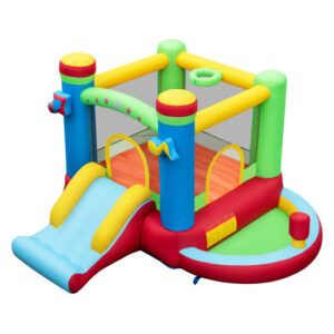 Inflatable Bounce House Kids Music-Themed Castle Sound Interaction Inflatable Bouncer without Blower - Color: Multicolor