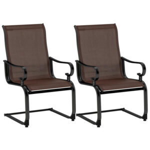 Set of 2 Patio Chairs with Quick-drying and Breathable Fabric for Backyard-Brown - Color: Brown