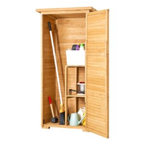 Outdoor Wooden Storage Shed Waterproof Garden Tool Metal Shed with Lock 31.5x63.8 inch