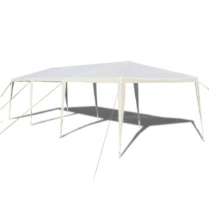 10 x 30 Feet Gazebo Canopy Tent with Connection Stakes and Wind Ropes - Color: White