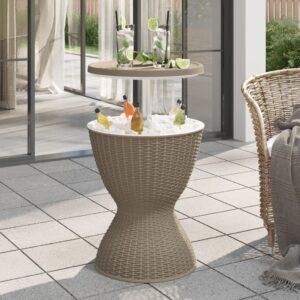 Ice Cooler Table Light Brown Polypropylene Medium Convertible