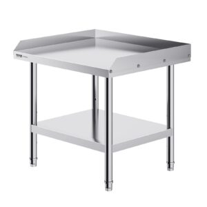 VEVOR Stainless Steel Work Table, 24 x 28 x 26 Inch Commercial Food Prep Worktable, 3-Sided Backsplash Heavy Duty Prep Worktable, Metal Work Table with Adjustable Height for Restaurant Home Hotel
